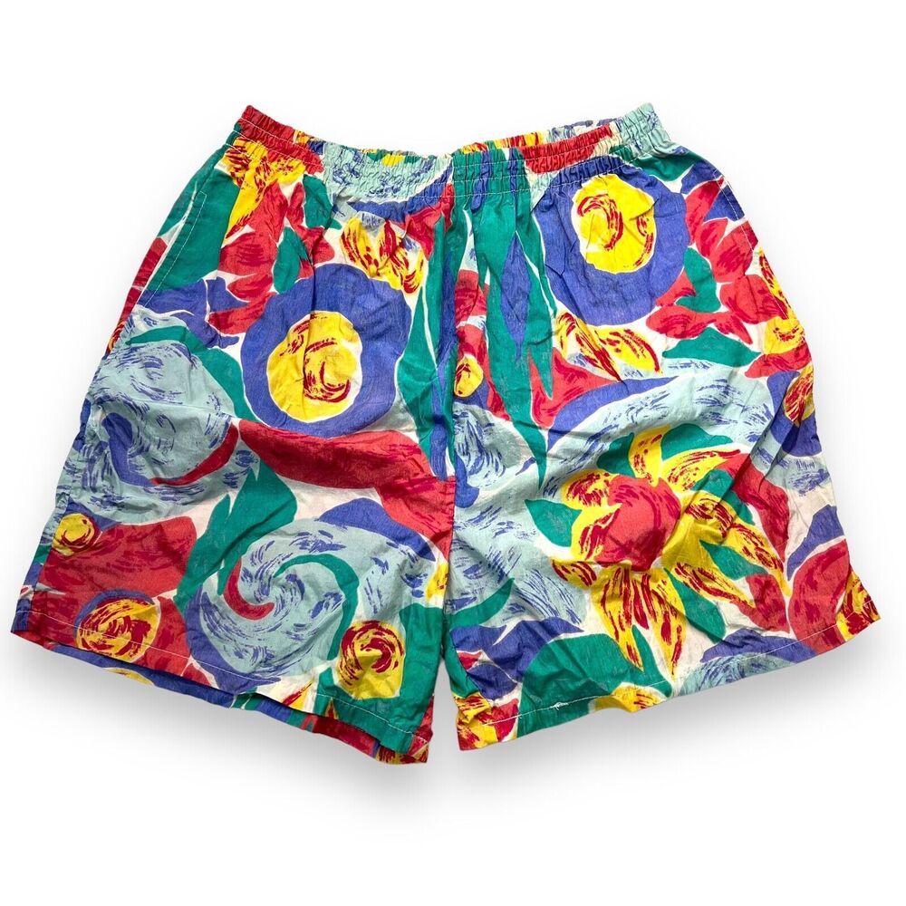 Vintage Unbranded Art to Wear Multicolor Nylon Parachute Shorts Men's L